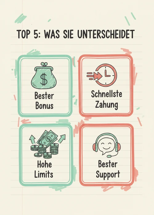 Was die Top 5 Twint-Casinos unterscheidet: bester Bonus, schnellste Zahlung, hohe Limits und bester Support.